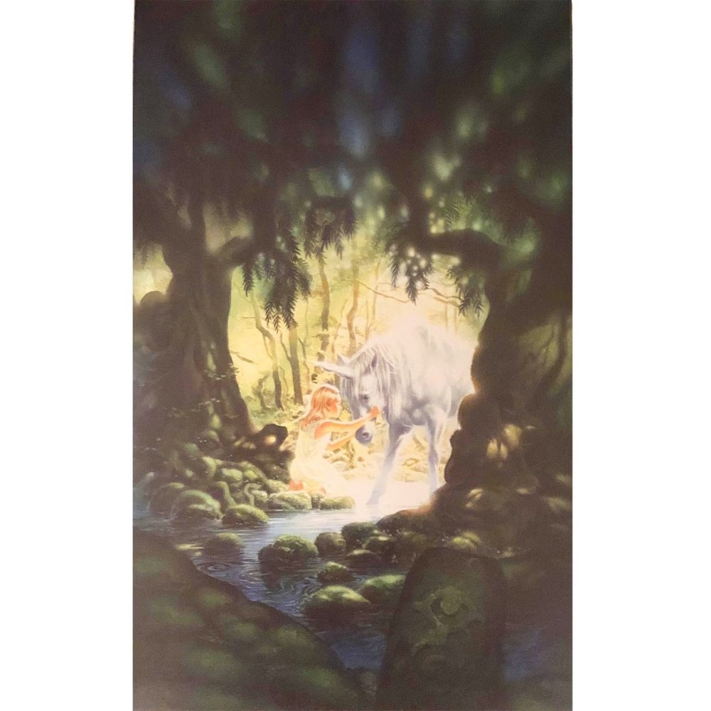 Unicorn & Little Girl Fantasy Fine Art Print Picture 15"x9.5"